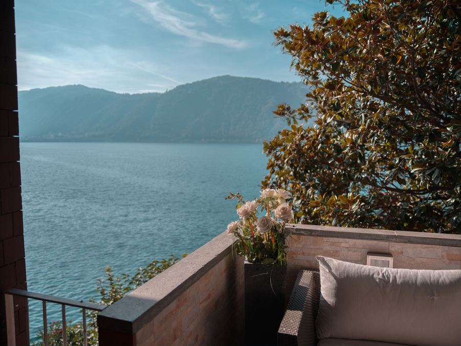 Covered terrace over the lake